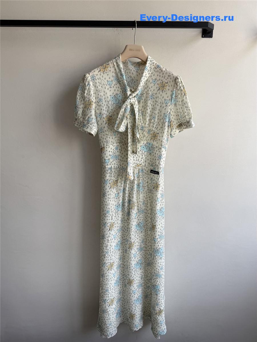 Miu Miu White Crêpe de Chine Dress