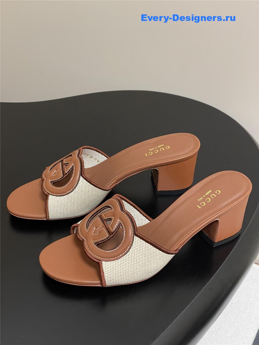 Gvc*1 interlocking g brown mules