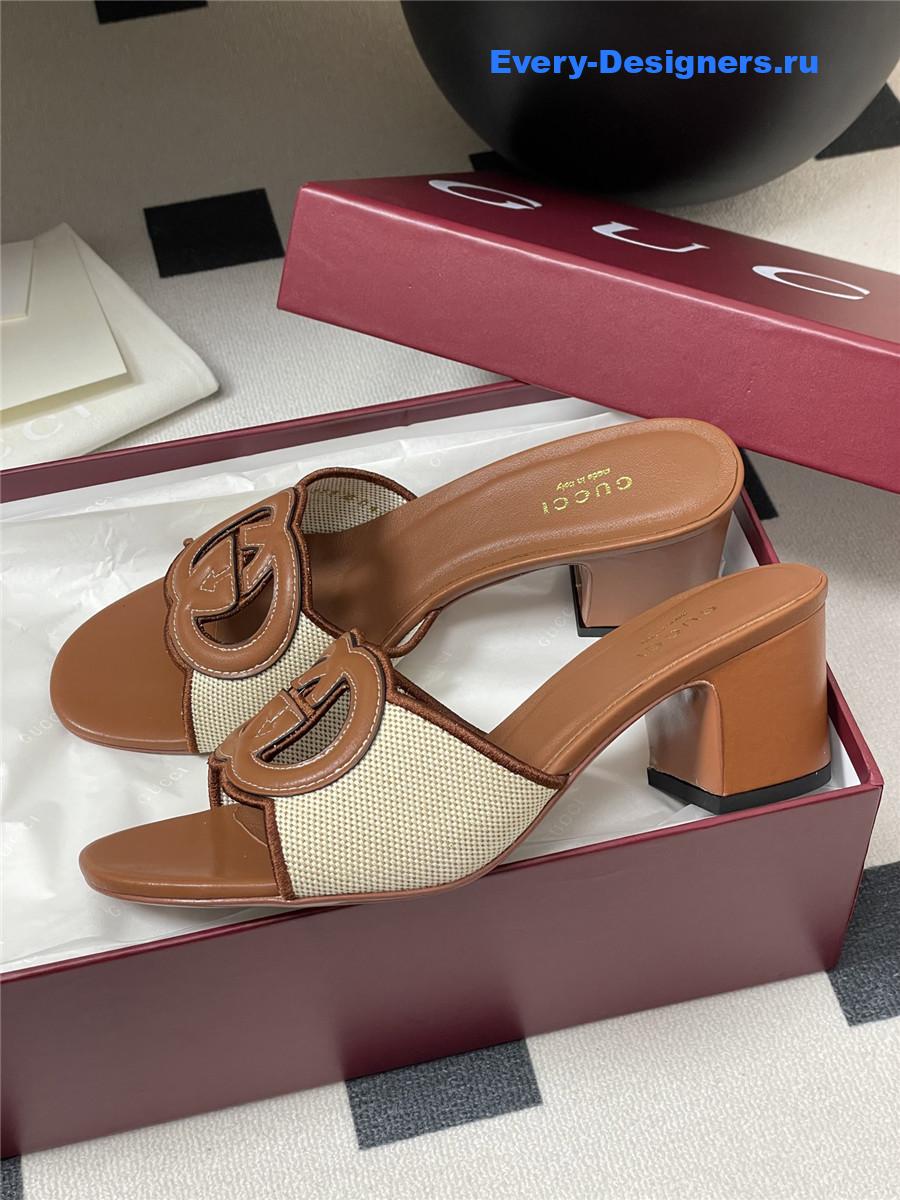 Gvc*1 interlocking g brown mules