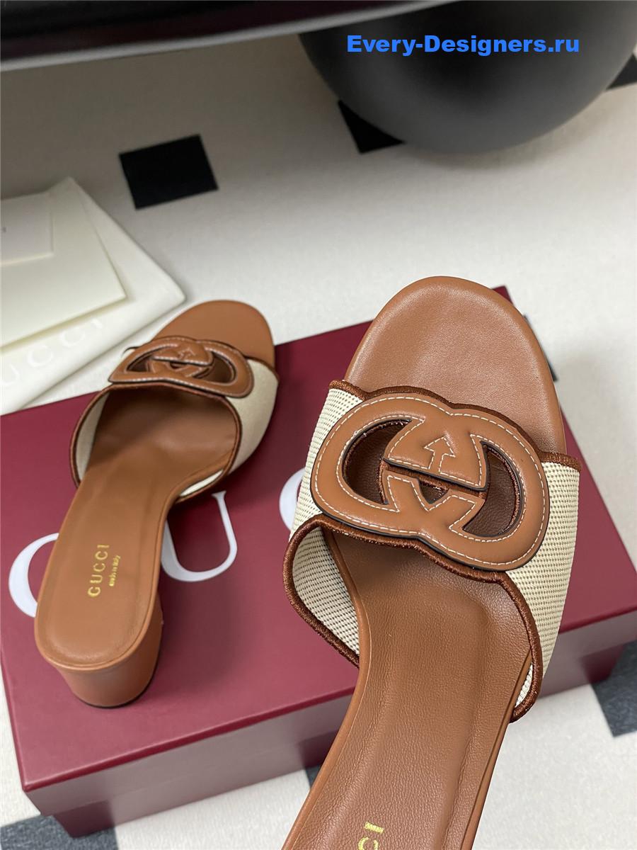 Gvc*1 interlocking g brown mules