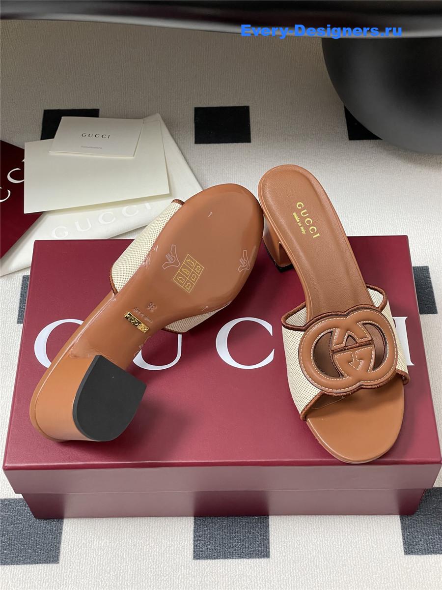 Gvc*1 interlocking g brown mules