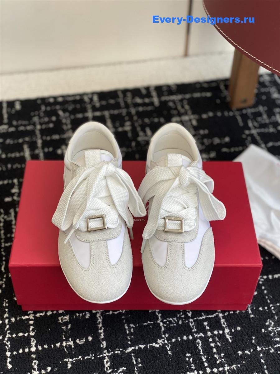 Roger Vivier Viv’ Low White Suede Sneakers