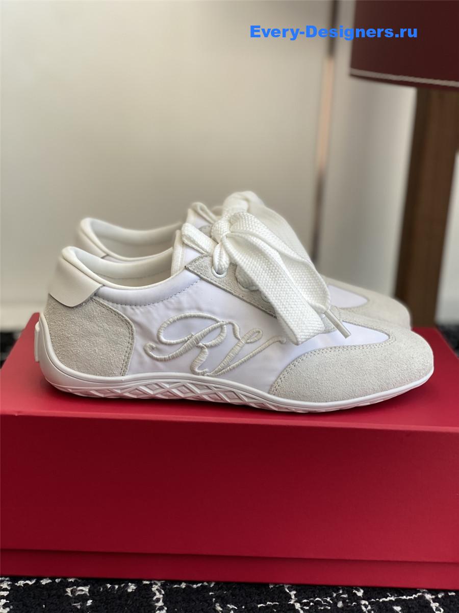 Roger Vivier Viv’ Low White Suede Sneakers