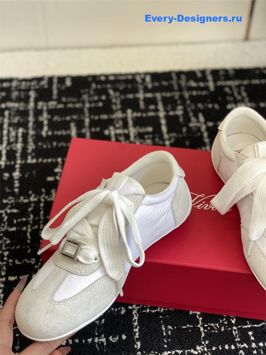 Roger Vivier Viv’ Low White Suede Sneakers