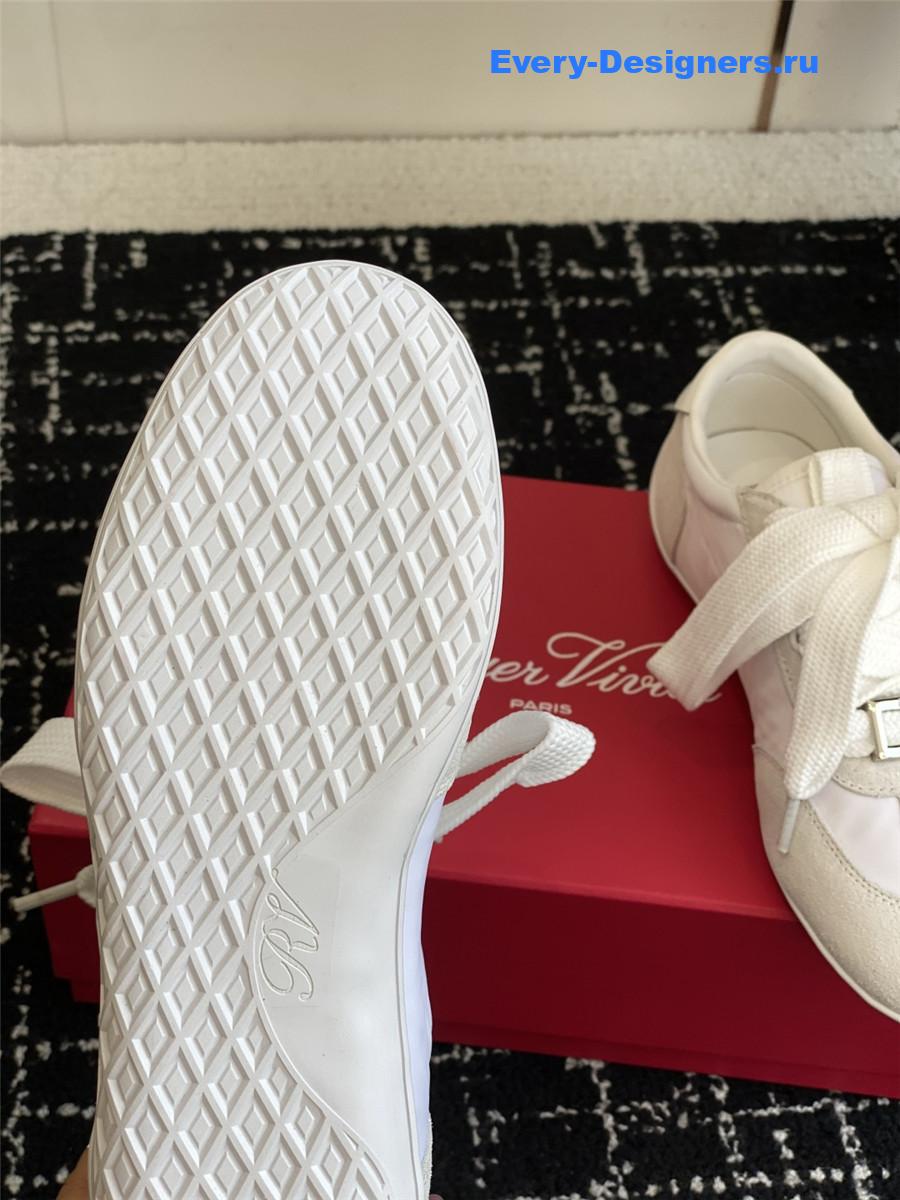 Roger Vivier Viv’ Low White Suede Sneakers
