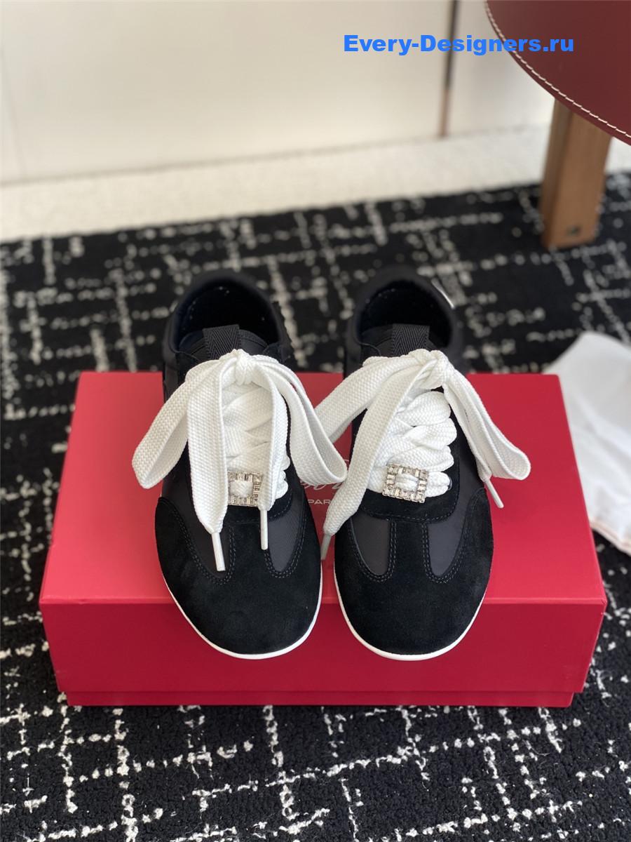 Roger Vivier Viv’ Low Black Suede Sneakers