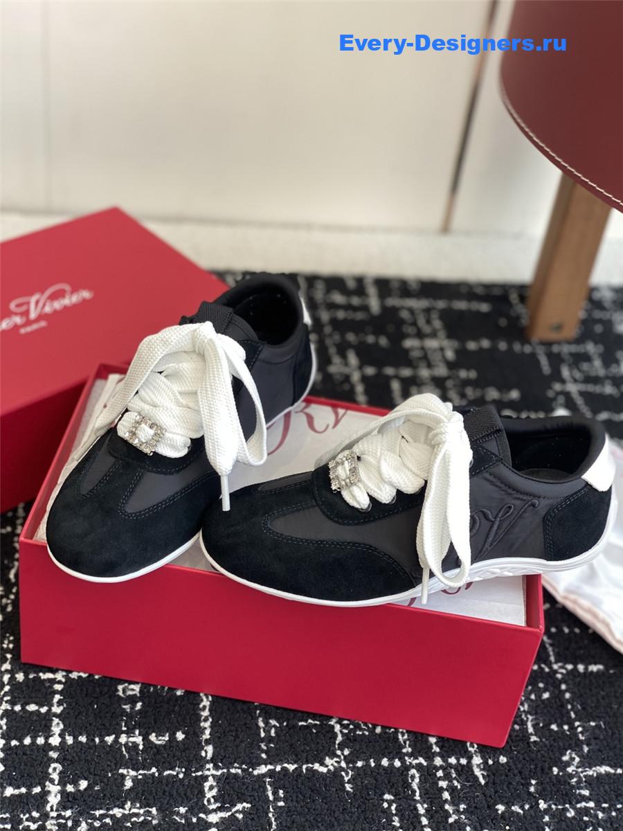 Roger Vivier Viv’ Low Black Suede Sneakers