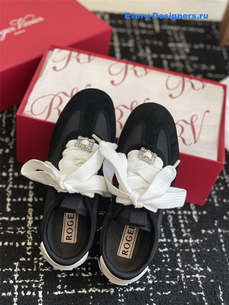 Roger Vivier Viv’ Low Black Suede Sneakers