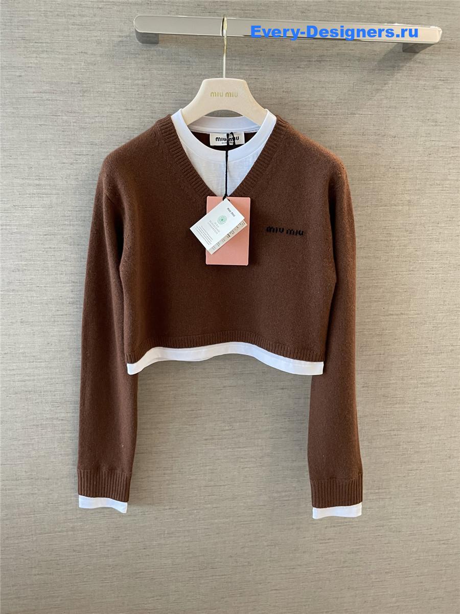 Miu Miu V-Neck Cashmere Crop Sweater