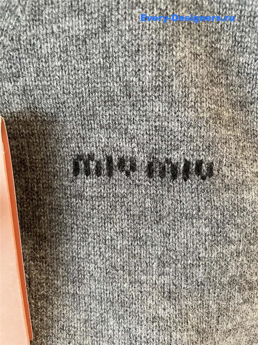 Miu Miu Logo Emboidery Sweater In Grey