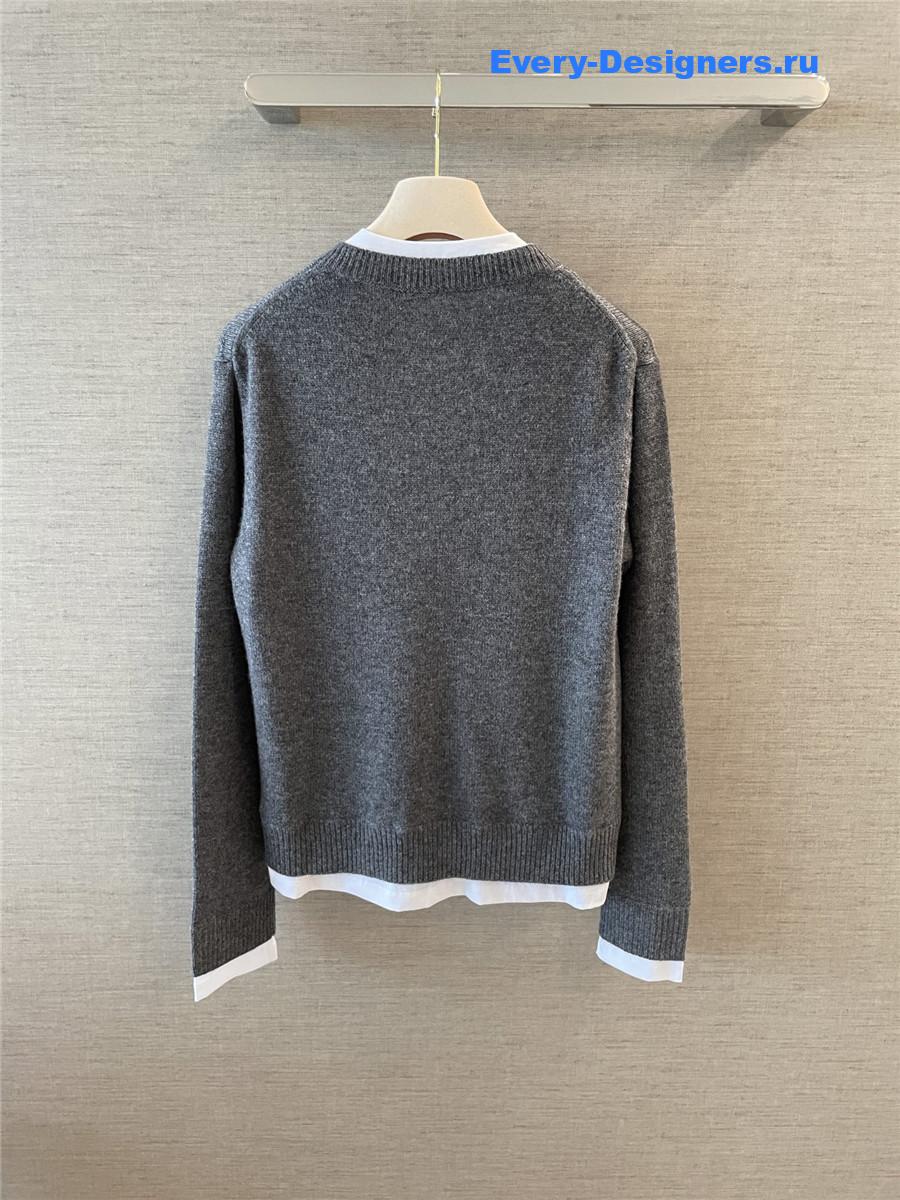 Miu Miu Logo Emboidery Sweater In Grey
