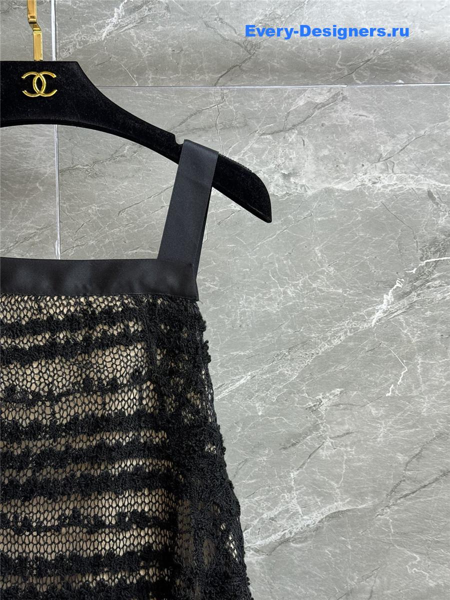 Ch**el black silk hollow dress