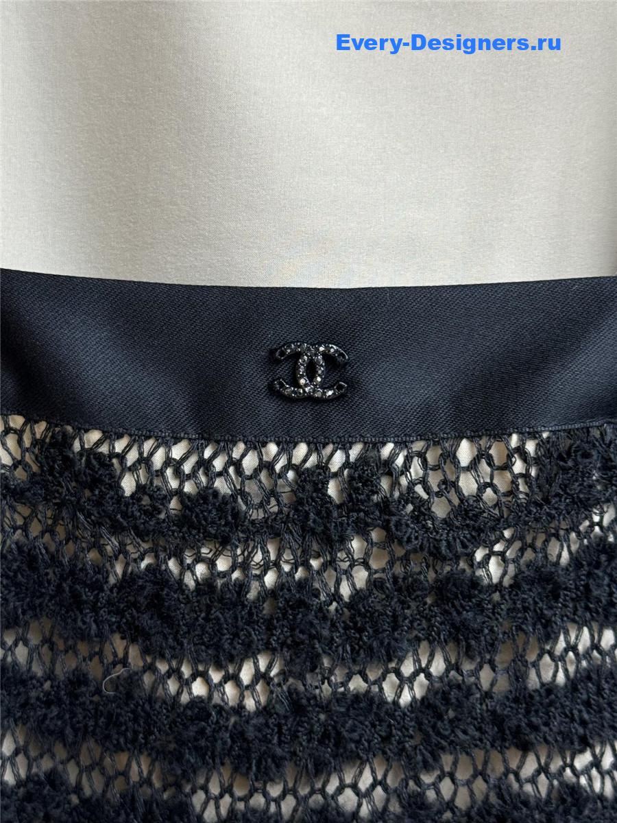 Ch**el black silk hollow dress