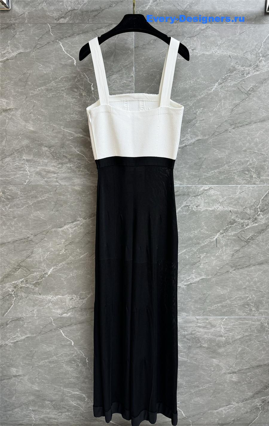 Ch**el black & white colorblock jumpsuit