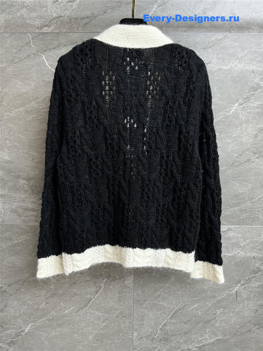 Ch**el black & white hollow cardigan