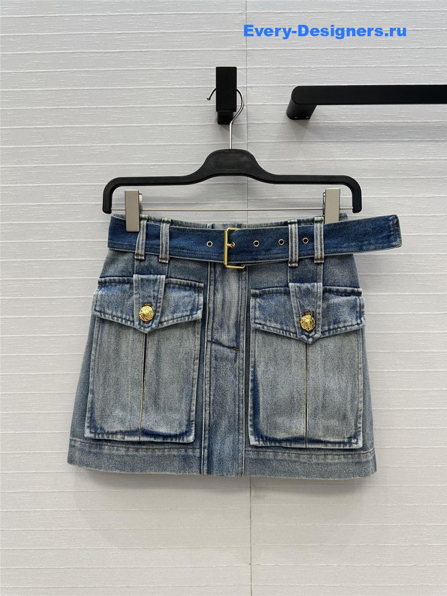 BALMAIN Blue Denim Skirt for Women