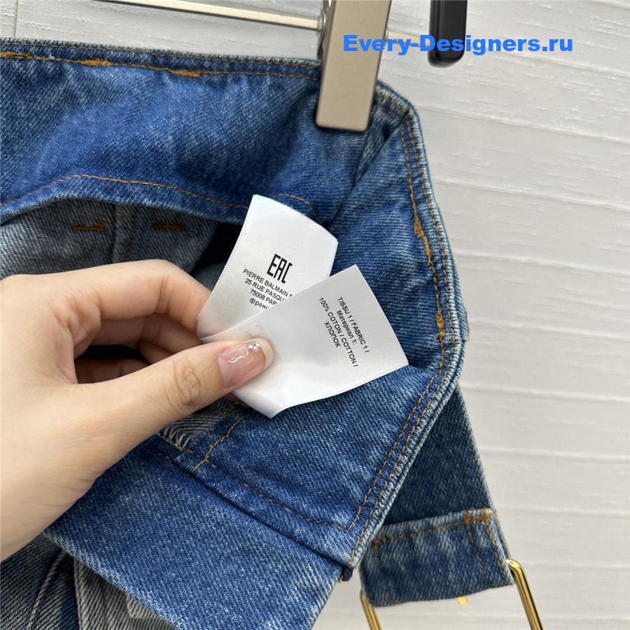 BALMAIN Blue Denim Skirt for Women