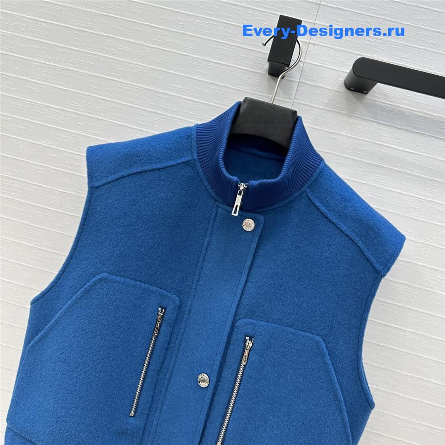 H**me5 blue sleeveless bomber jacket