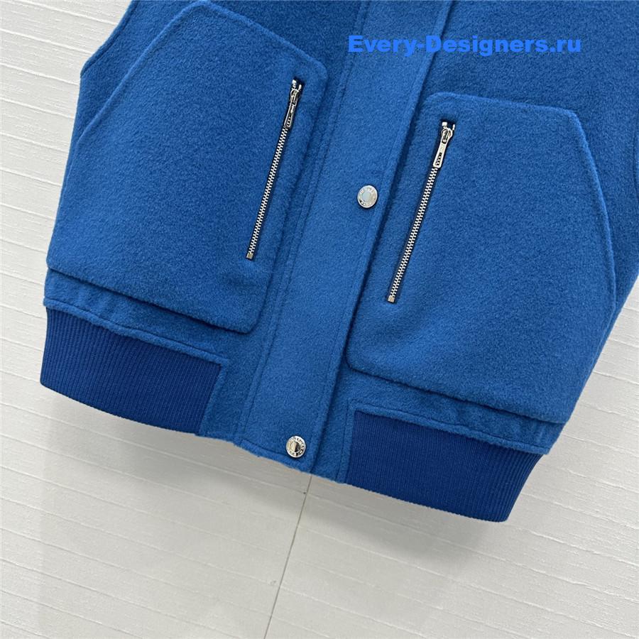 H**me5 blue sleeveless bomber jacket