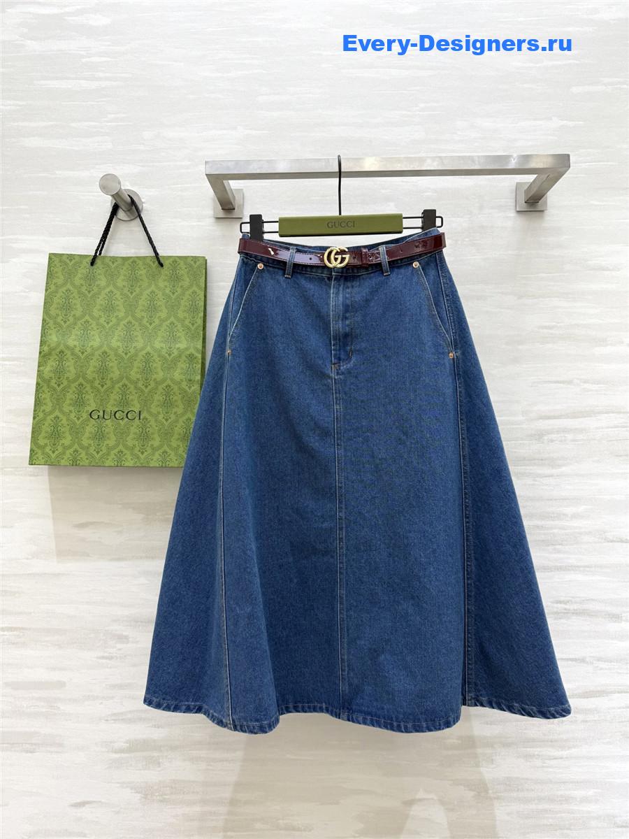 Gvc*1 blue denim flare skirt