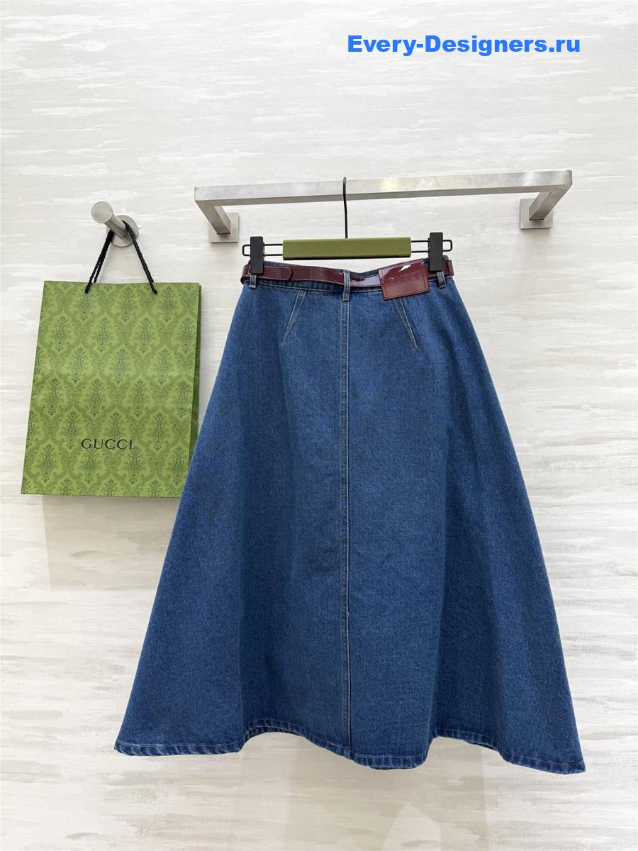 Gvc*1 blue denim flare skirt