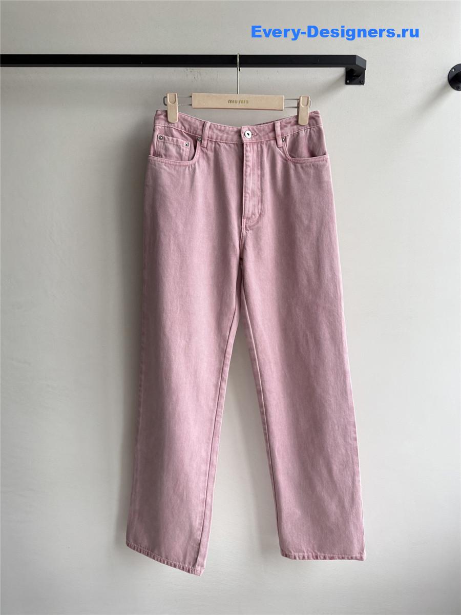 Miu Miu Pink Washed High-Waist Jeans