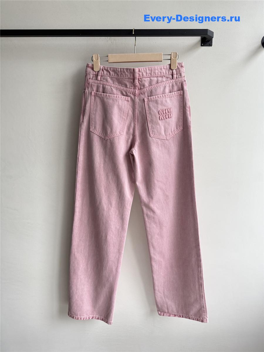 Miu Miu Pink Washed High-Waist Jeans