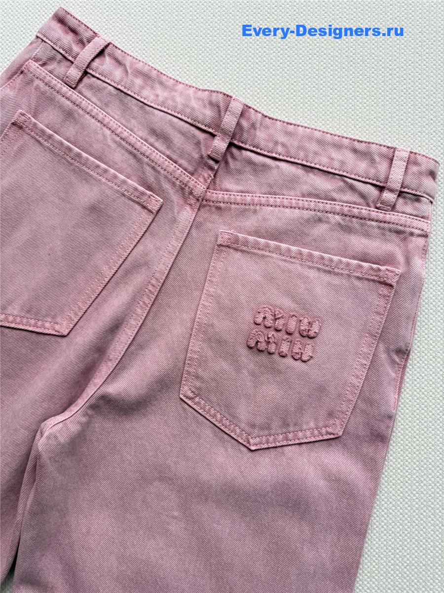 Miu Miu Pink Washed High-Waist Jeans