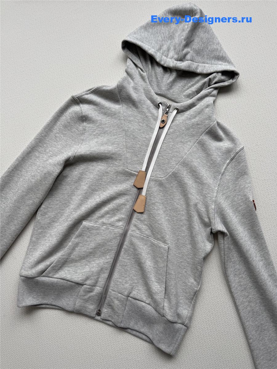 l0vis Vvtt0n gray leather accent hoodie