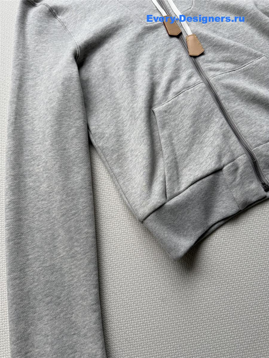 l0vis Vvtt0n gray leather accent hoodie