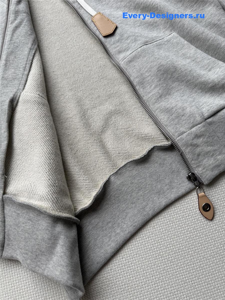l0vis Vvtt0n gray leather accent hoodie