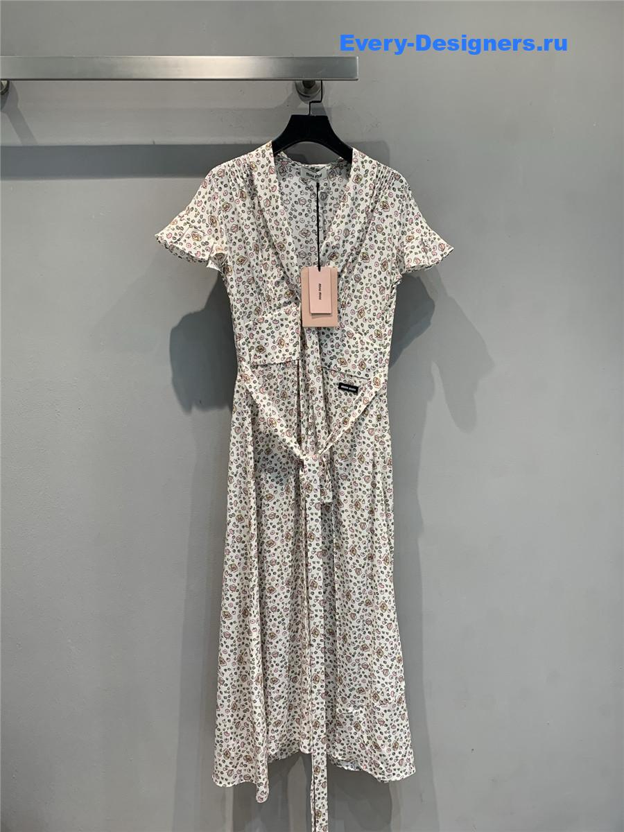 Miu Miu Crêpe de Chine Long Dress