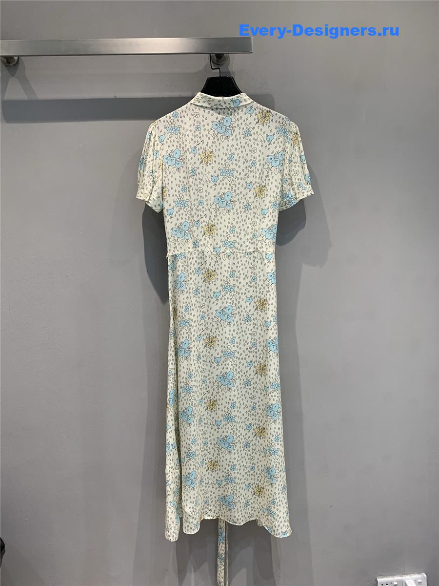 Miu Miu White Long Crêpe De Chine Dress