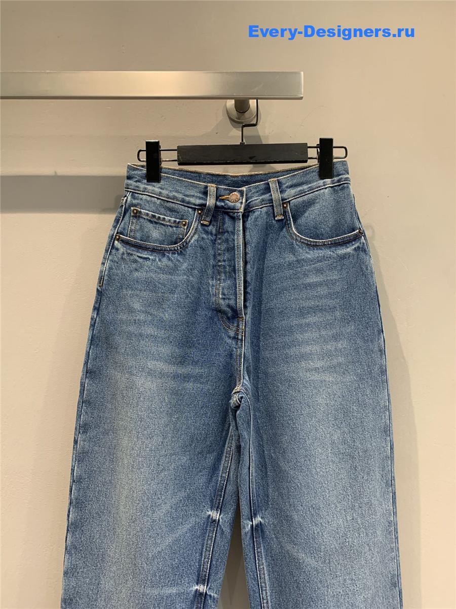 Pra*a high straight leg jeans in mid blue