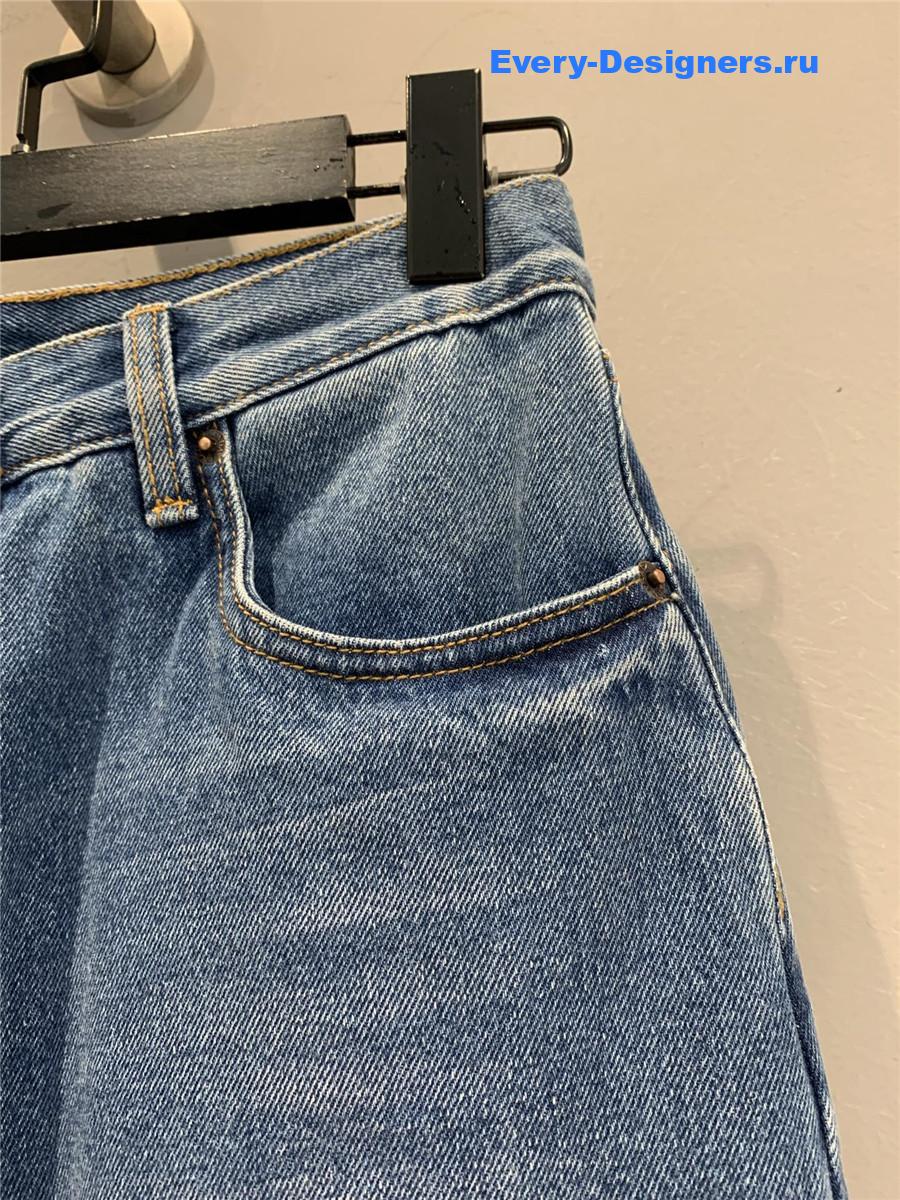 Pra*a high straight leg jeans in mid blue