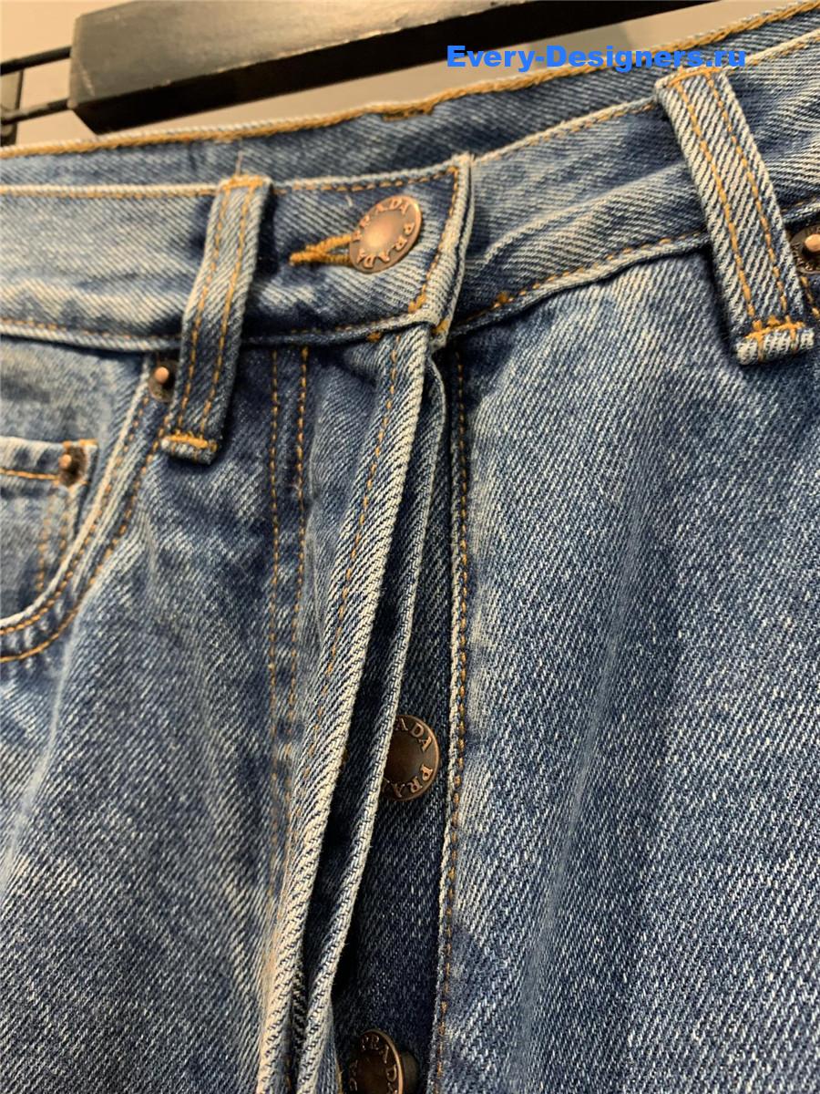 Pra*a high straight leg jeans in mid blue