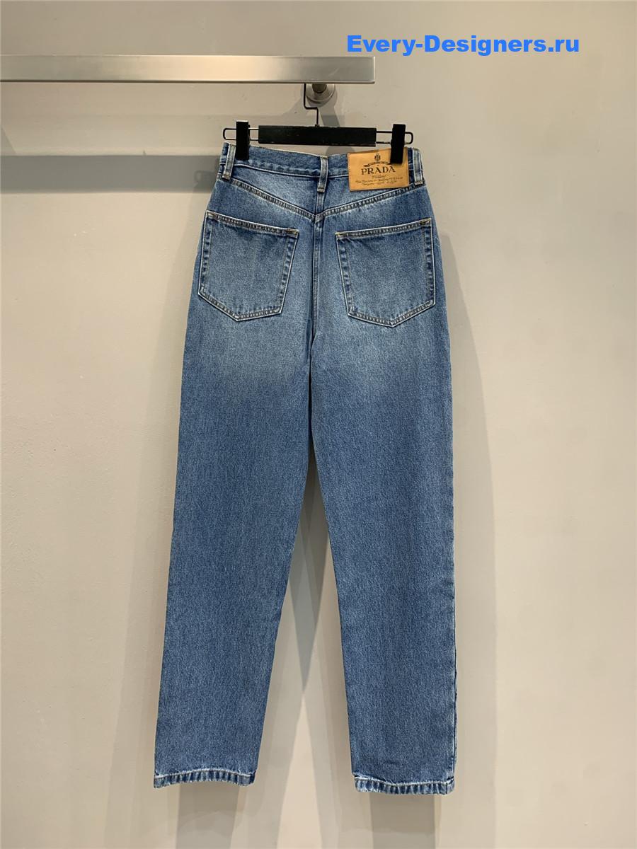 Pra*a high straight leg jeans in mid blue
