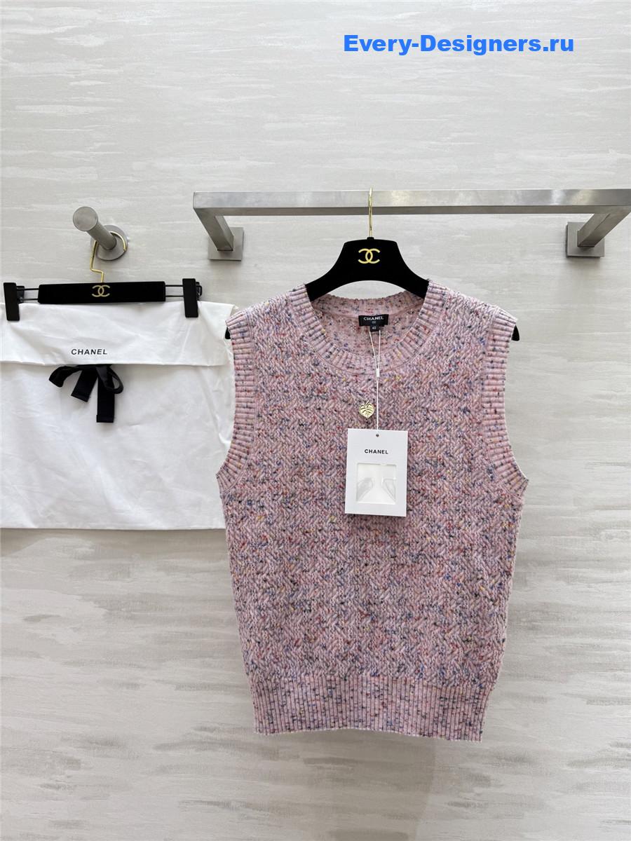 Ch**el pink wool woven vest
