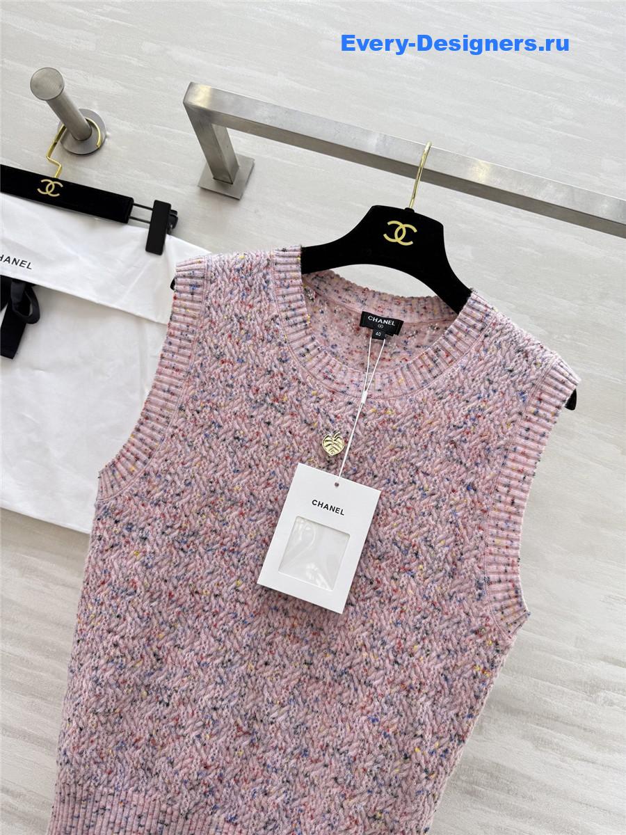 Ch**el pink wool woven vest