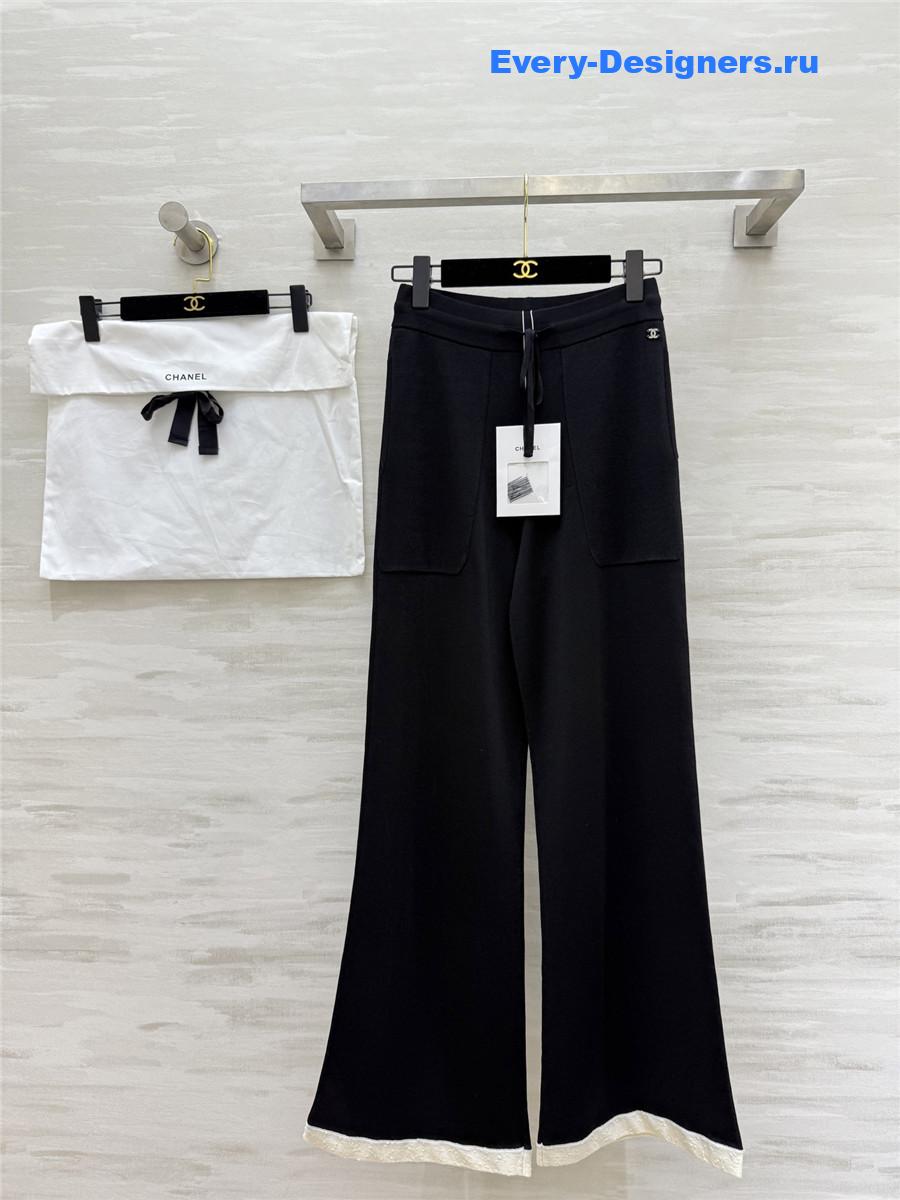 Ch**el black & white trim knit pants