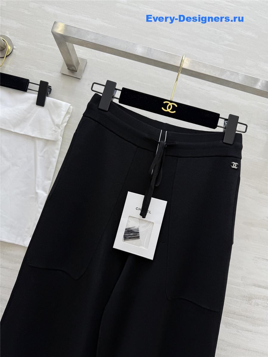 Ch**el black & white trim knit pants