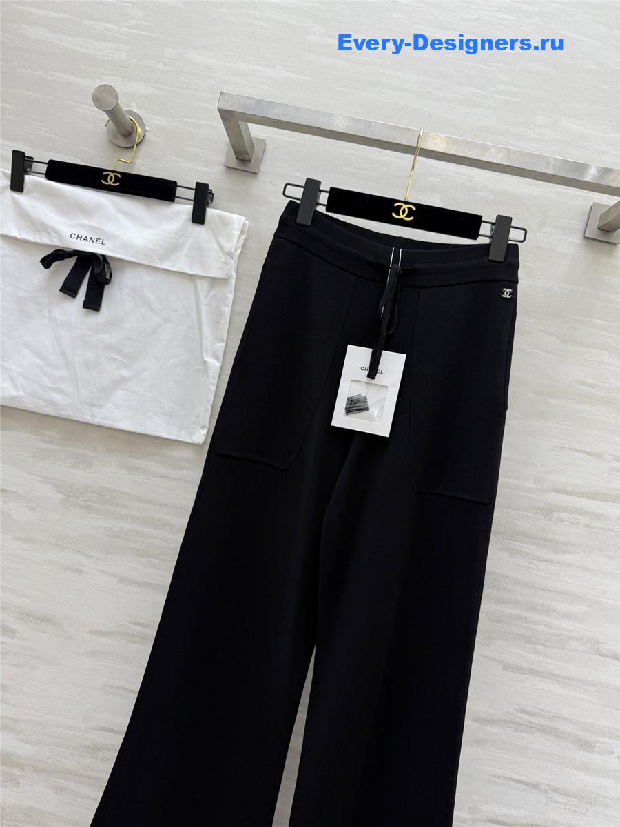 Ch**el black & white trim knit pants