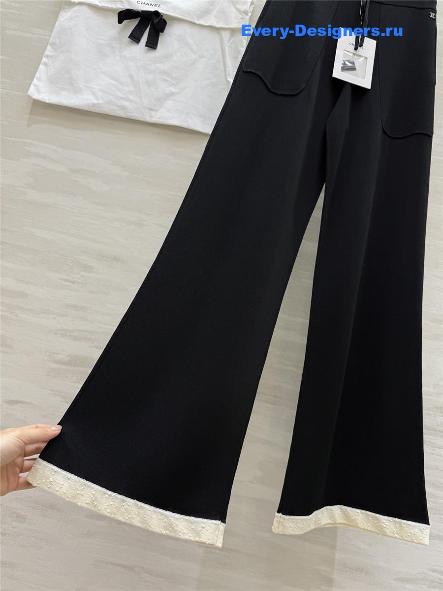 Ch**el black & white trim knit pants