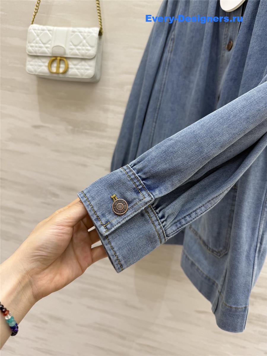 Chloé High Neck Gathered Jacket In Denim