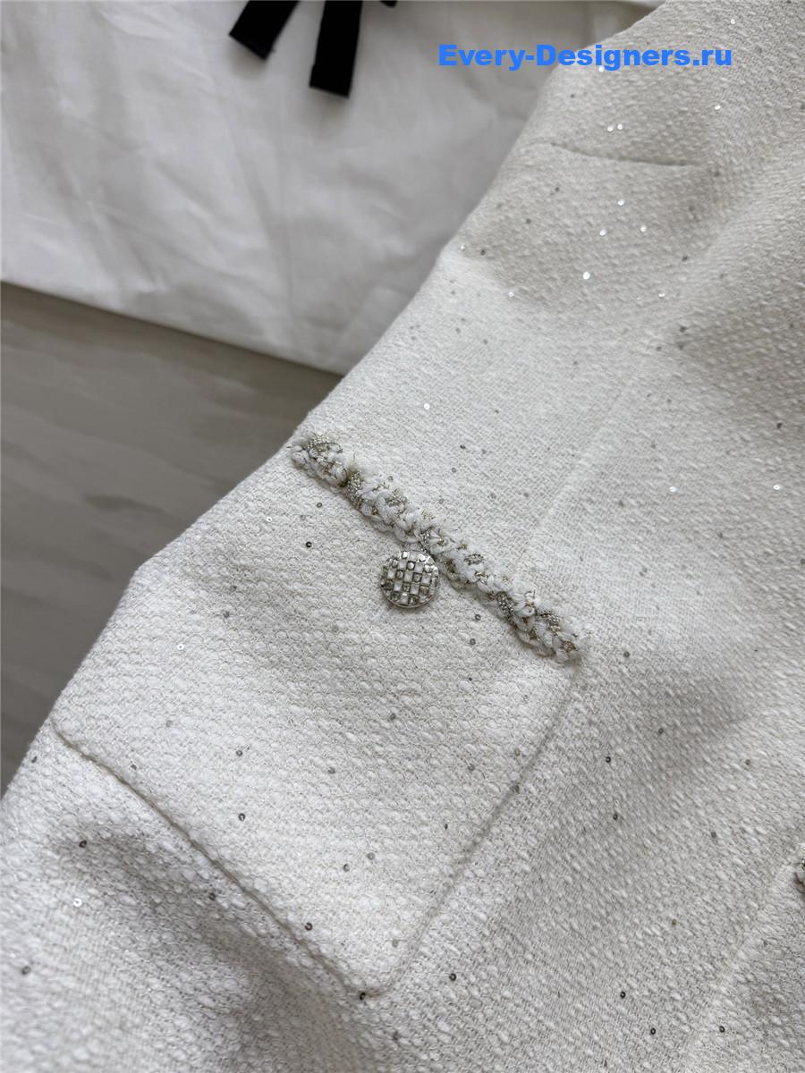 Ch**el white sequined tweed vest dress