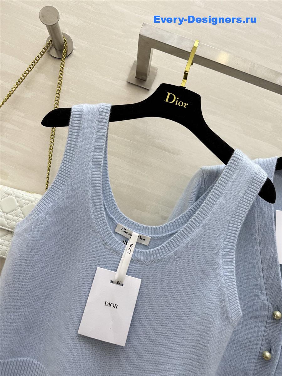 Ch**el light blue pearl button knit suit