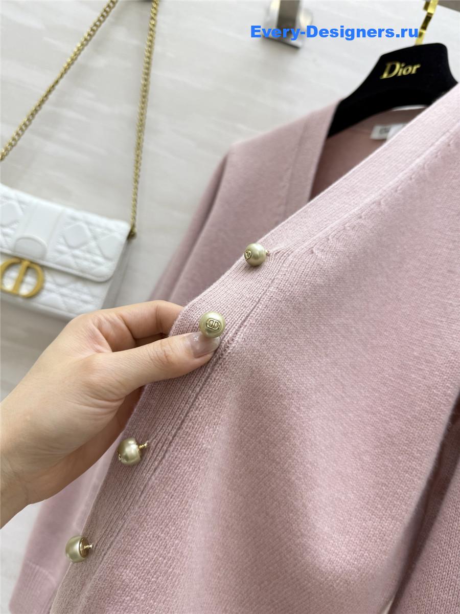 Ch**el pink pearl button knit suit