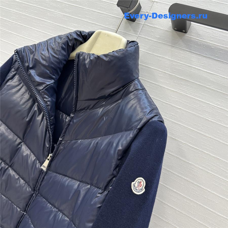 Moncler Navy Blue Padded Wool Cardigan