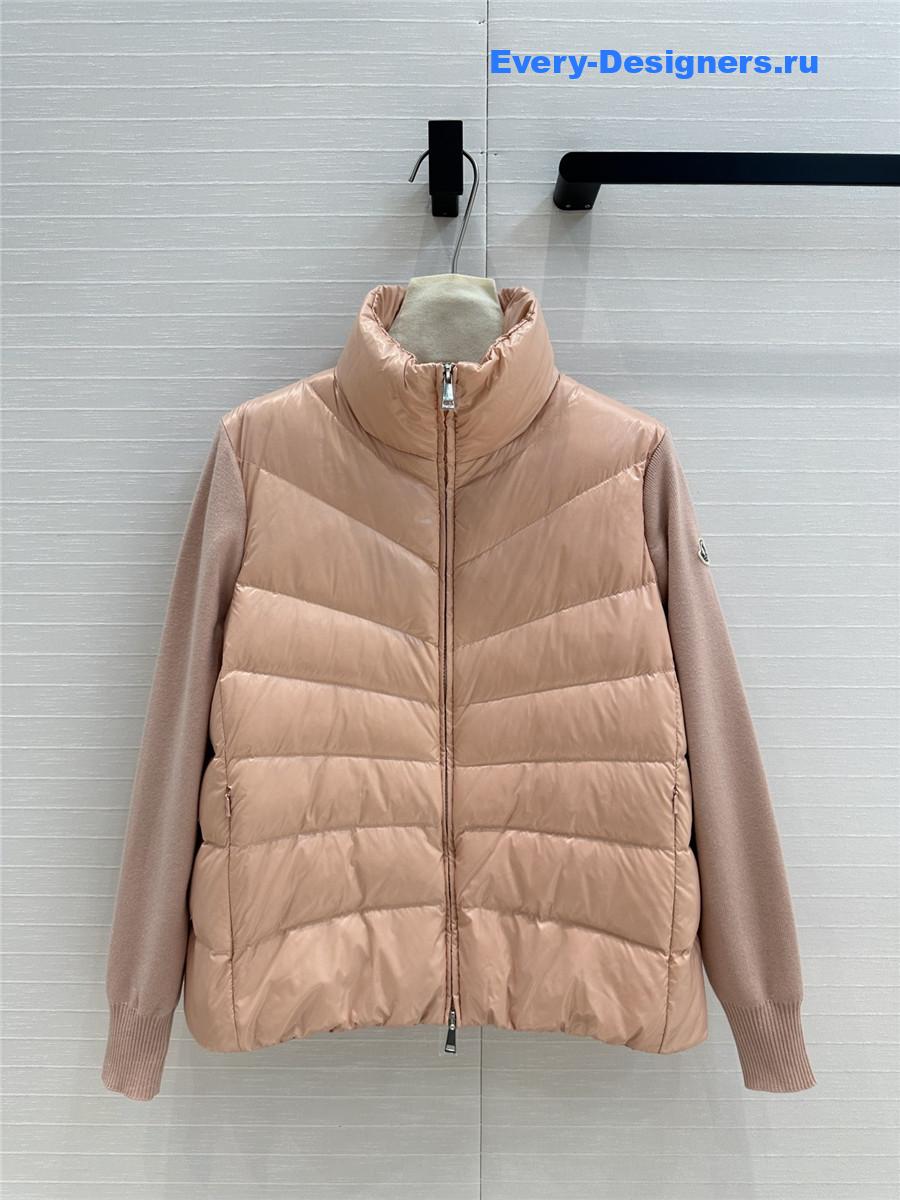 Moncler Pink  Padded Wool Cardigan