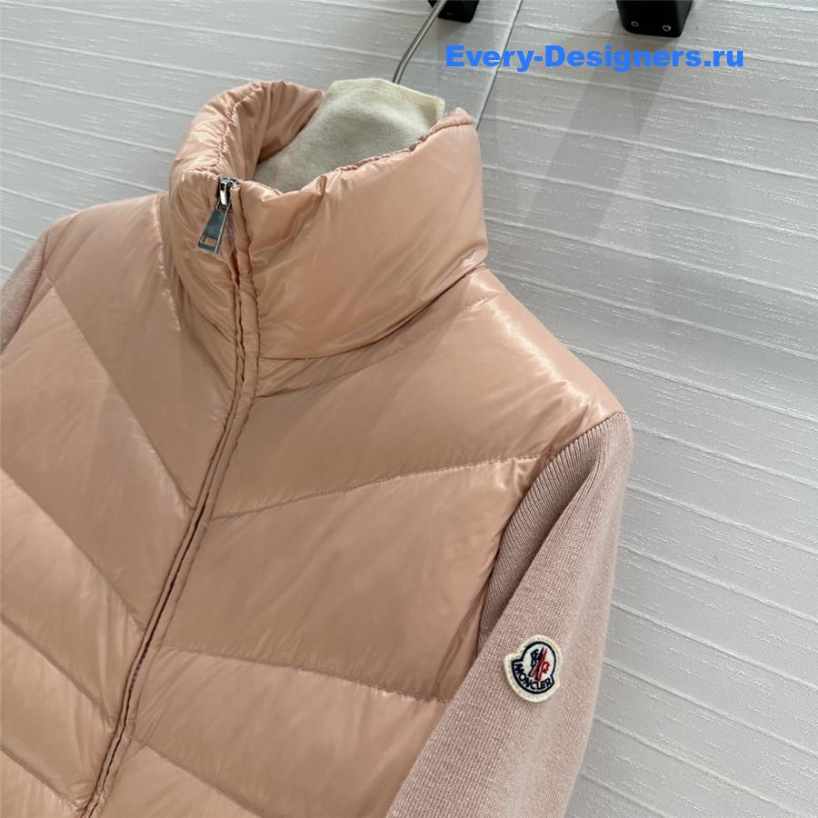 Moncler Pink  Padded Wool Cardigan